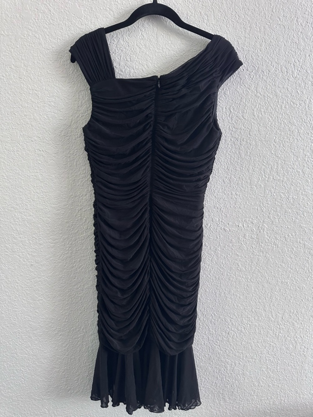 Tadashi Collection Black Ruched Cocktail Dress One Shoulder Jersey Bodycon M - Picture 6 of 14